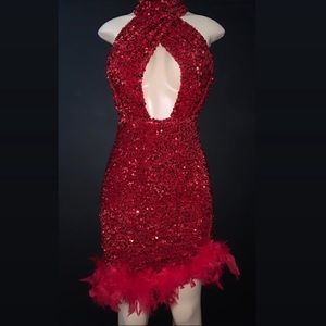 Red sequin dress